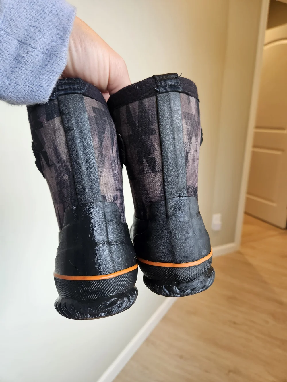 BOGS Kids Waterproof Winter Boots - Black with Orange Trim